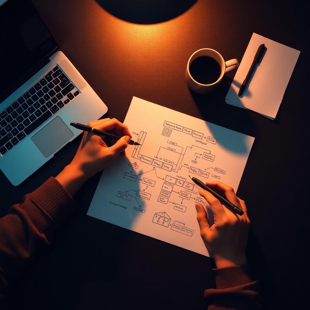 Strategy session sketching an AI workflow